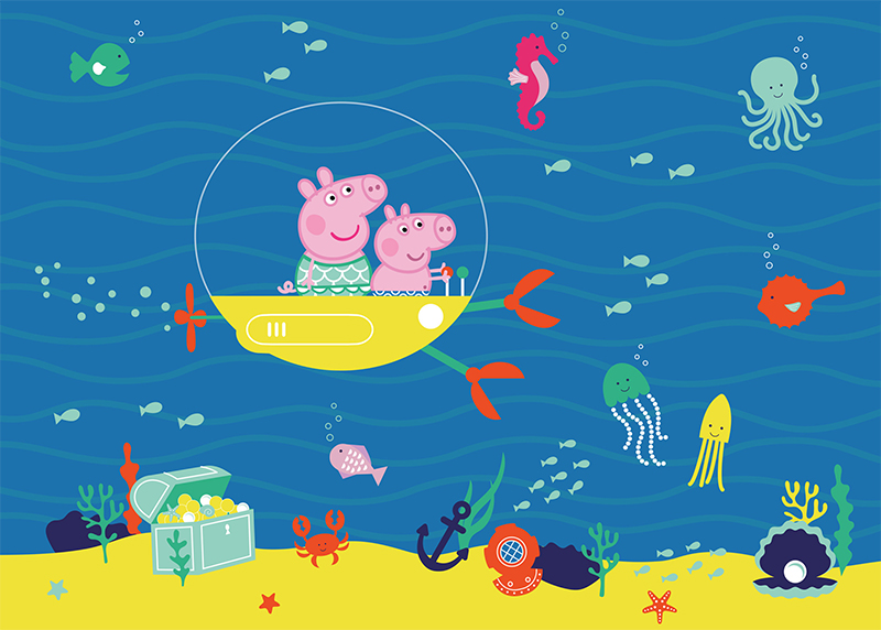 Prasátko Peppa svět pod vodou , AG Design, fototapeta do dětského pokoje, lepidlo součástí balení, 155 x 110