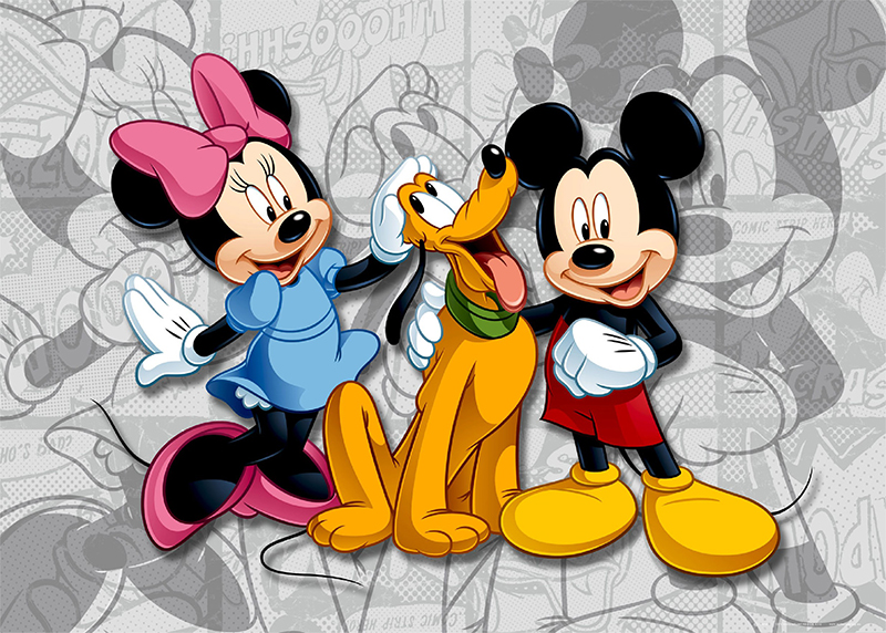 Mickey Mouse, Minnie a Pluto, Disney, AG Design, fototapeta do dětského pokoje, lepidlo součástí balení, 155x110