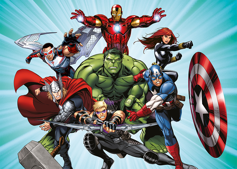 Hrdinové Avengers utočí, Marvel, AG Design, fototapeta do dětského pokoje, lepidlo součástí balení, 155x110