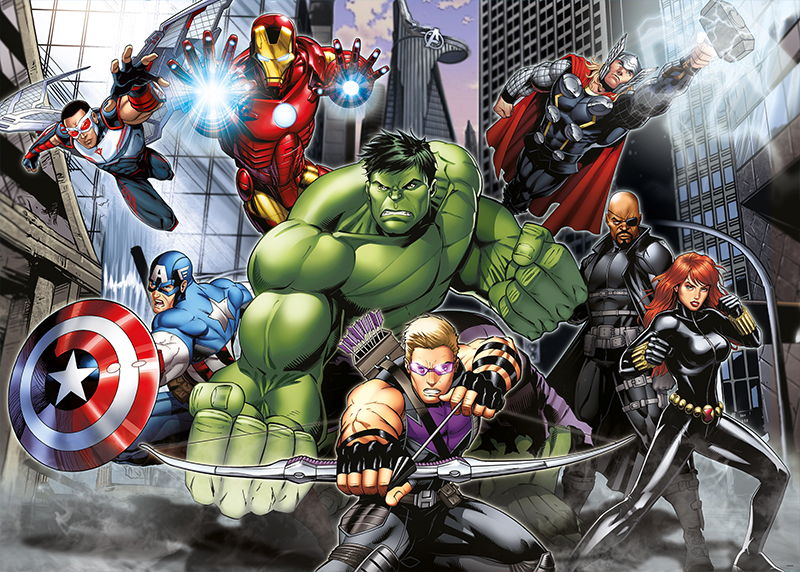 Hrdinové Avengers v akci, Marvel, AG Design, fototapeta do dětského pokoje, lepidlo součástí balení, 155x110