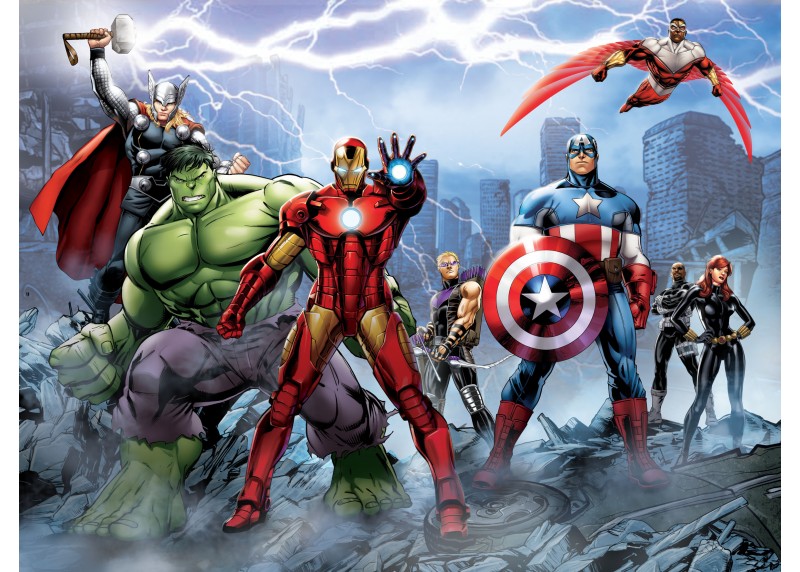 Avengers v boji proti nepřátelům, Marvel, AG Design, fototapeta do dětského pokoje, lepidlo součástí balení, 360x270