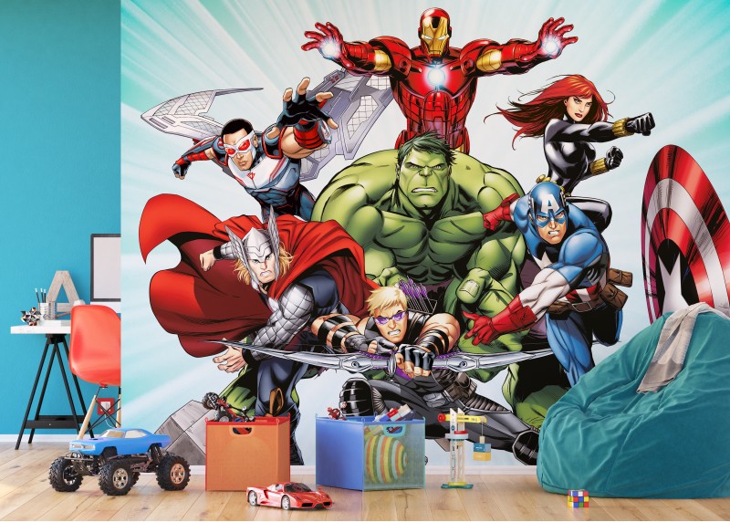Hrdinové Avengers utočí, Marvel, Disney, AG Design, fototapeta do dětského pokoje, lepidlo součástí balení, 360x270