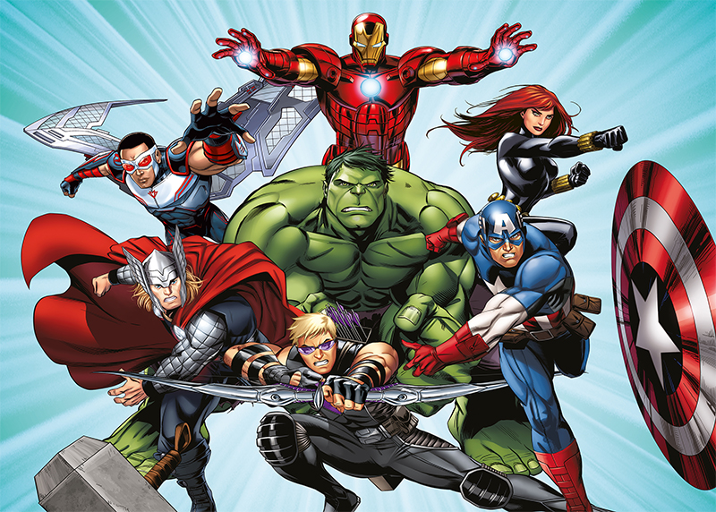 Hrdinové Avengers utočí, Marvel, Disney, AG Design, fototapeta do dětského pokoje, lepidlo součástí balení, 360x270