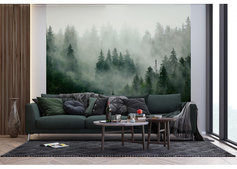 Les v ranní mlze, AG Design, fototapeta ekologická vliesová do obývacího pokoje, ložnice, jídelny, kuchyně, lepidlo součástí balení, 300x270
