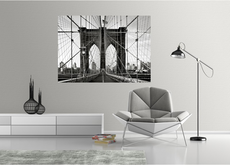Brooklynský most v černobílé barvě, AG Design, fototapeta ekologická vliesová do obývacího pokoje, ložnice, jídelny, kuchyně, lepidlo součástí balení, 155x110