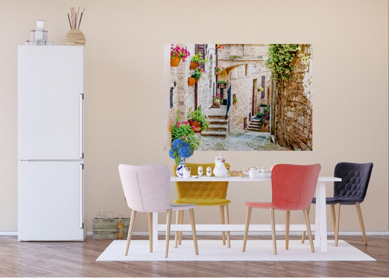 Ulice v italském městě, AG Design, fototapeta ekologická vliesová do obývacího pokoje, ložnice, jídelny, kuchyně, lepidlo součástí balení, 155x110