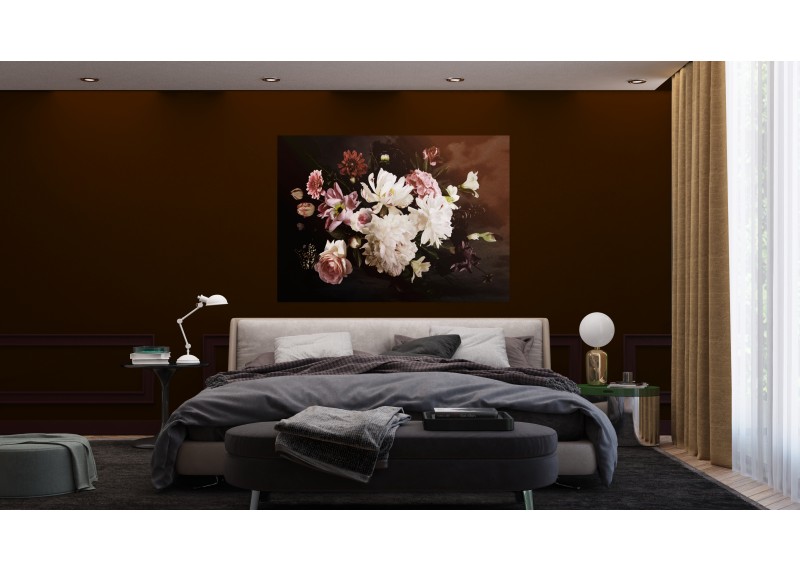 Kompozice květů na temném podkladu, AG Design, fototapeta ekologická vliesová do obývacího pokoje, ložnice, jídelny, kuchyně, lepidlo součástí balení, 155x110