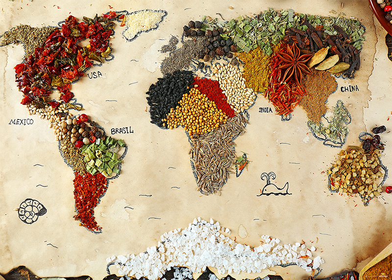 Mapa světa z koření, AG Design, fototapeta ekologická vliesová do obývacího pokoje, ložnice, jídelny, kuchyně, lepidlo součástí balení, 155x110