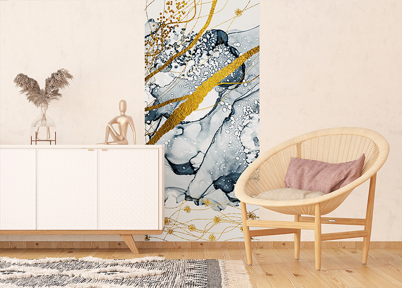 Zlaté mramorové plátno, AG Design, fototapeta ekologická vliesová do obývacího pokoje, ložnice, jídelny, kuchyně, lepidlo součástí balení, 90x270