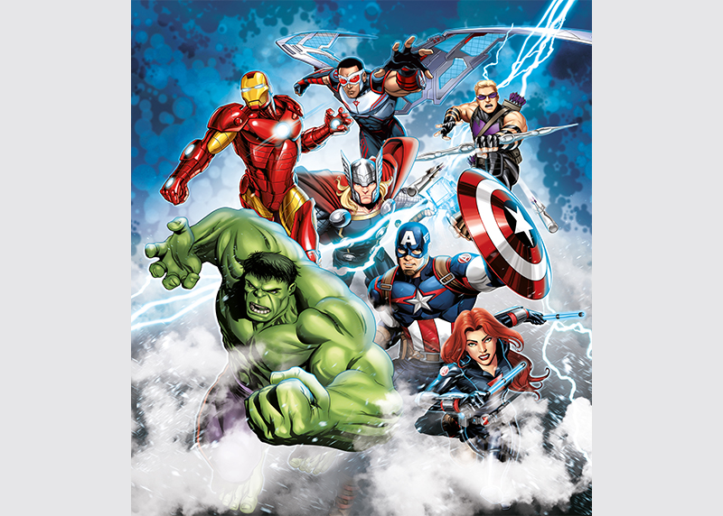 Avengers v zuřivém blesku, Marvel, AG Design, fototapeta do dětského pokoje, lepidlo součástí balení, 180x202