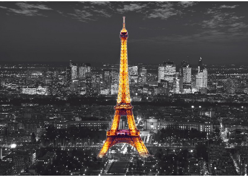Eiffelova věž v noci, AG Design, fototapeta do obývacího pokoje, ložnice, jídelny, kuchyně, lepidlo součástí balení, 360x254