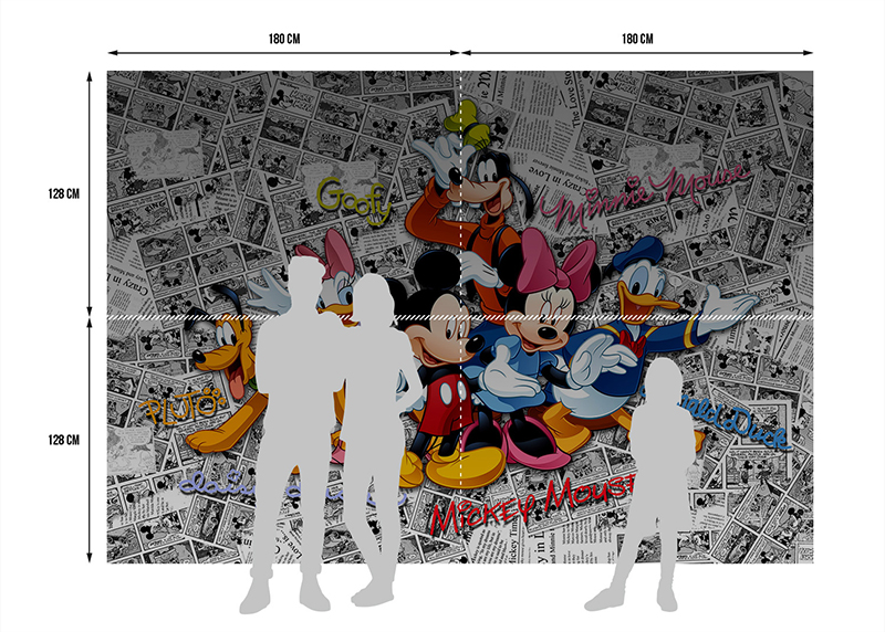 Mickey Mouse a kamarádi, Disney, AG Design, fototapeta do dětského pokoje, lepidlo součástí balení, 360x254