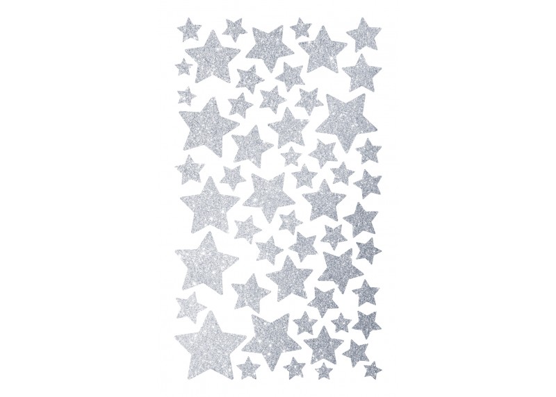 Samolepka Stříbrné Hvězdy, 7,5 x 12,3 cm, DKL 350098