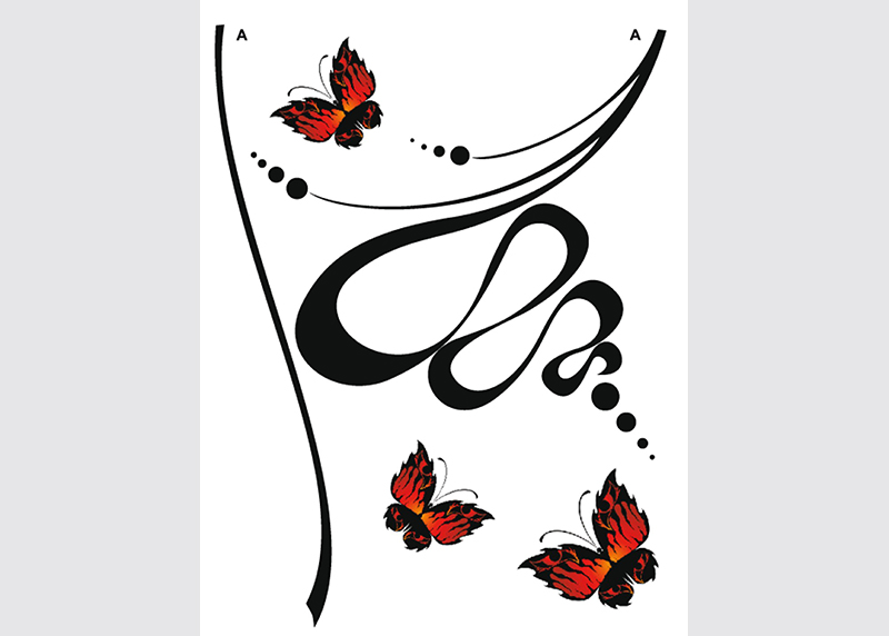 Samolepka na zeď,  AG Design, FL 0480, Abstrakce s motýly, 65x85 cm