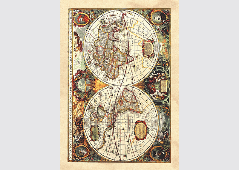 Samolepka na zeď,  AG Design, SM 3434, Stará mapa, 42,5x65 cm