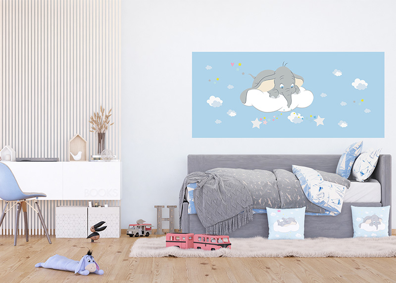 Dumbo na oblaku snů, Disney, dekorativní polštář AG Design, 40 x 40 cm, do dětského pokoje, CND 3132
