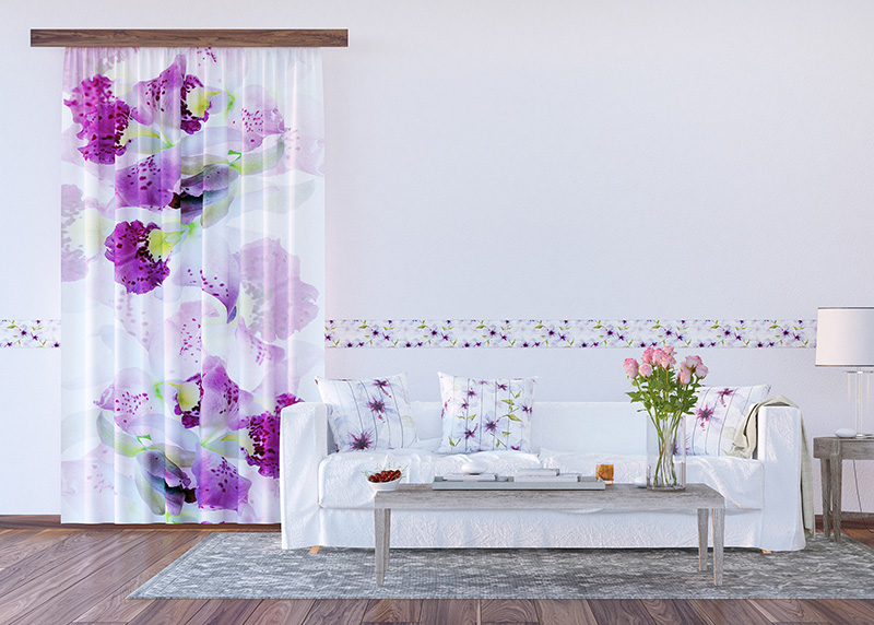 Květiny, závěs AG Design, 140 x 245 cm, 1 díl, do kuchyně, obývacího pokoje, ložnice, FCPL 6523