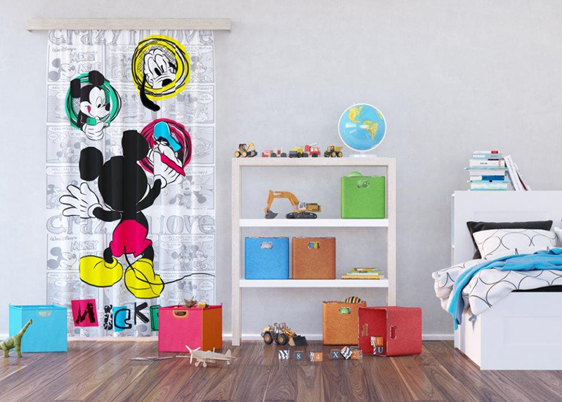 Mickey Mouse, Disney, závěs AG Design, 140 x 245 cm, 1 díl, pro dětské pokoje, FCPL 6142