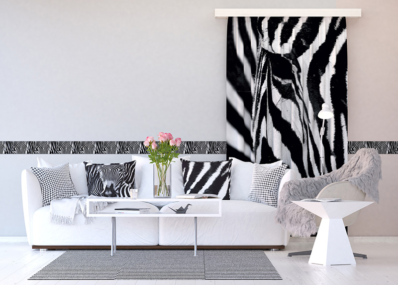 Zebra, závěs AG Design, 140 x 245 cm, 1 díl, do kuchyně, obývacího pokoje, ložnice, FCPL 6519