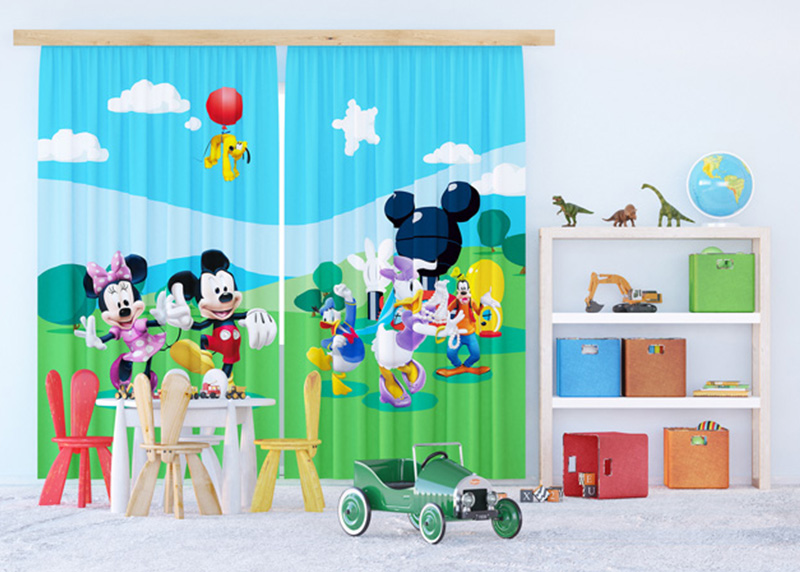 Mickey Mouse, záclony AG Design, pro dětské pokoje, 280 x 245 cm, FCSXXL 7008