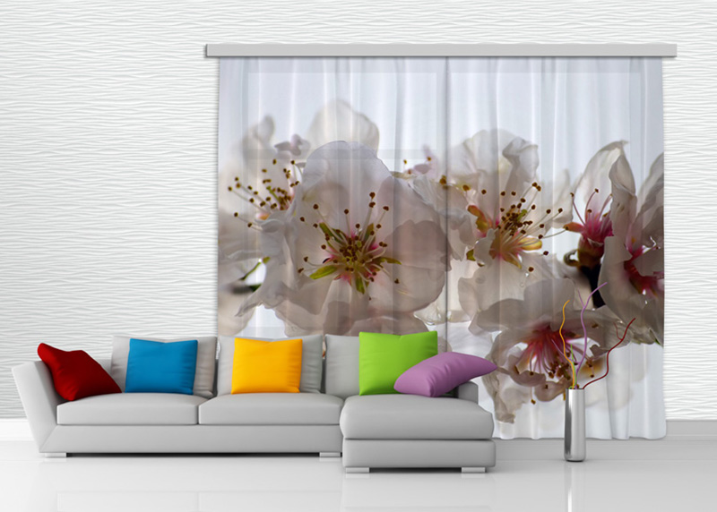 Květiny, záclony, AG Design, 280 x 245 cm, 2 díly, do kuchyně, obývacího pokoje, ložnice, FCSXXL 7409