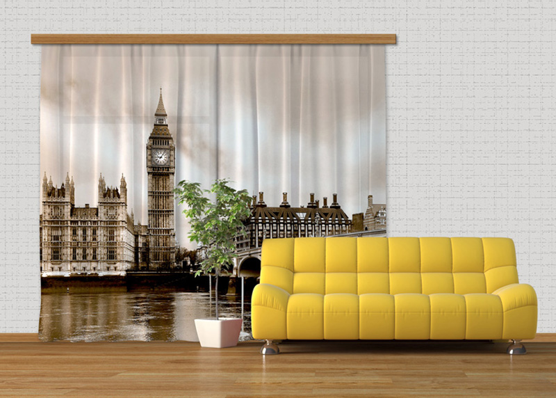 Londýn, záclony, AG Design, 280 x 245 cm, 2 díly, do kuchyně, obývacího pokoje, ložnice, FCSXXL 7411