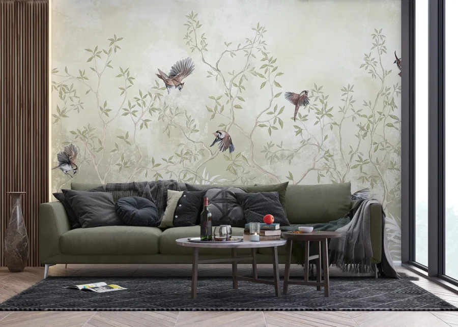 Vliesová fototapeta na zed' Pasteloví Ptáci | 375 x 270 cm | FT5P 352233 - Obrázek 4