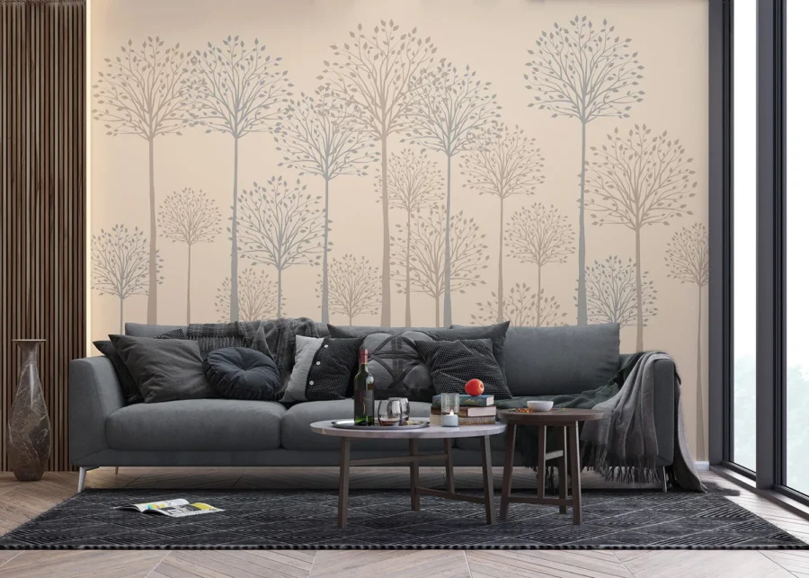 Vliesová fototapeta na zed' Béžové Vysoké Stromy | 375 x 270 cm | FT5P 352277 - Obrázek 3