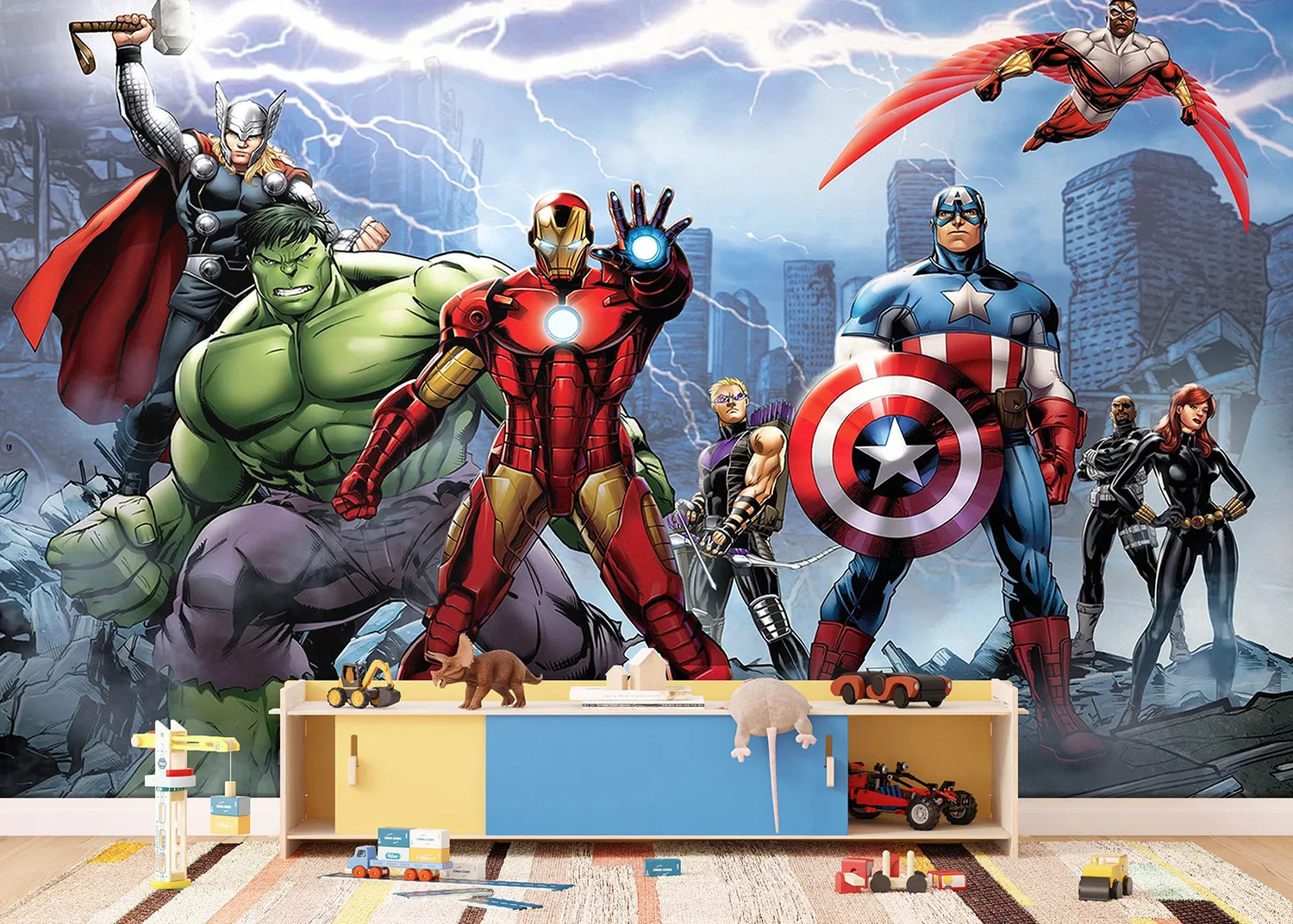 Vliesová fototapeta Komiksoví Avengers | 360 x 270 cm | FTDNXXL 5027