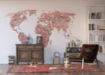 Vliesová fototapeta na zed' Cihlová Mapa Světa | 375 x 270 cm | FTNXXL 1240 - Obrázek 3