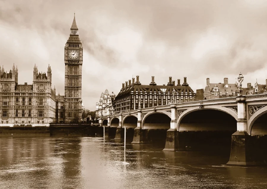 Vliesová fototapeta na zed' Nostalgický Výhled na Big Ben | 360 x 254 cm | FTS 0480