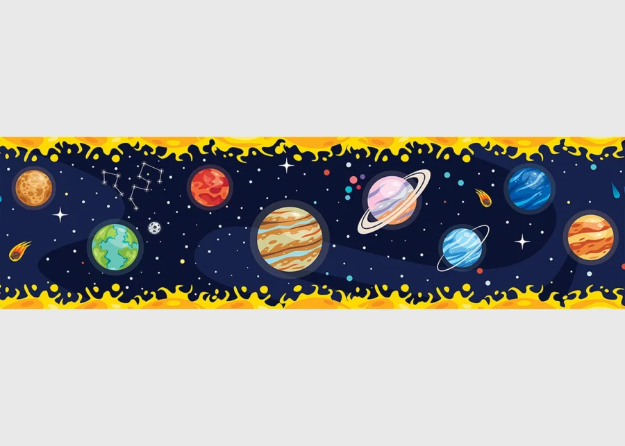 Dětská samolepící bordura na zeď Kosmický Průvod | 5 m x 13.8 cm | WBD 8257