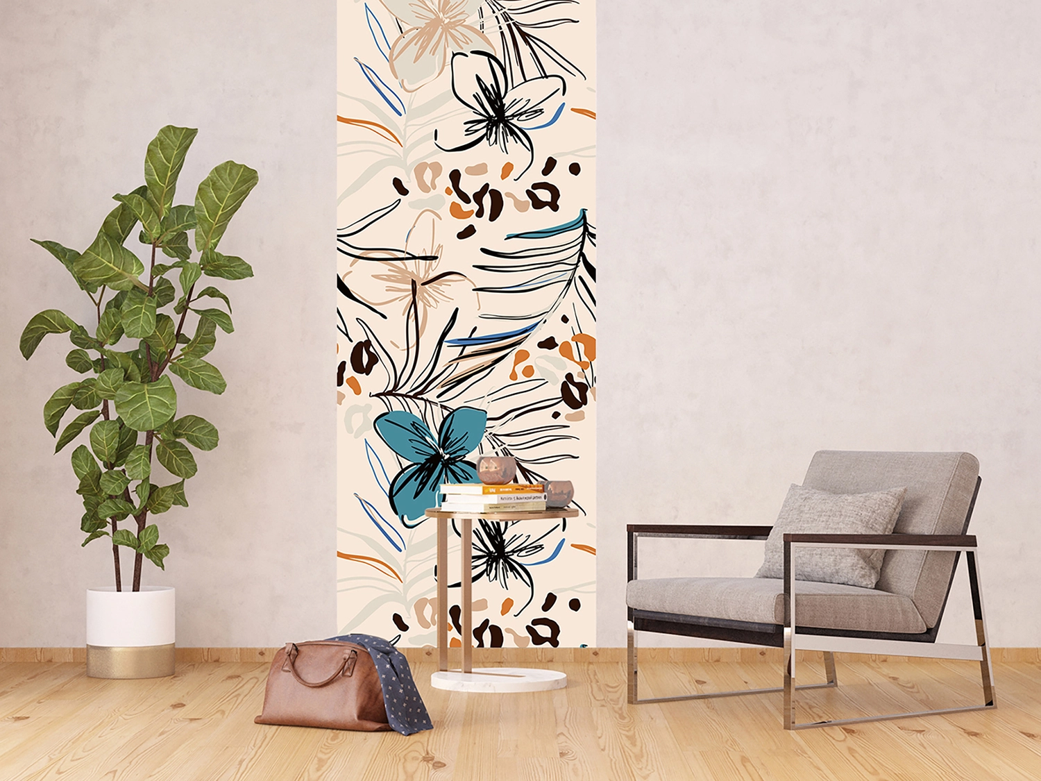 FTN_V_L_3733_017_OLD_GRAPFICS_FLORAL_INTERIOR-1.webp Vliesová fototapeta na zed' Malované Květiny | 90 x 270 cm | FTNVL 3733